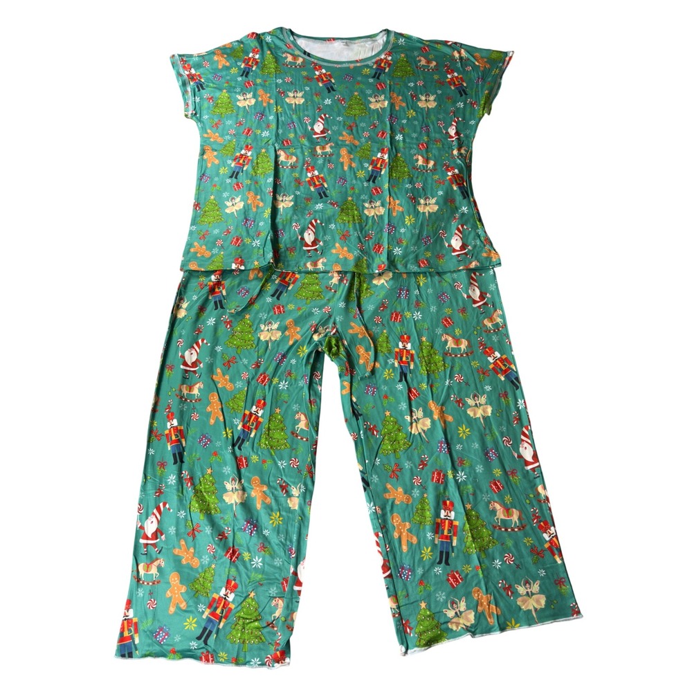 Unbranded Pajama Set Women 2XL Green‎ Nutcracker Santa Gingerbread Christmas PJ - Picture 2 of 16